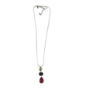 Chico's Red and Gold Teardrop Necklace